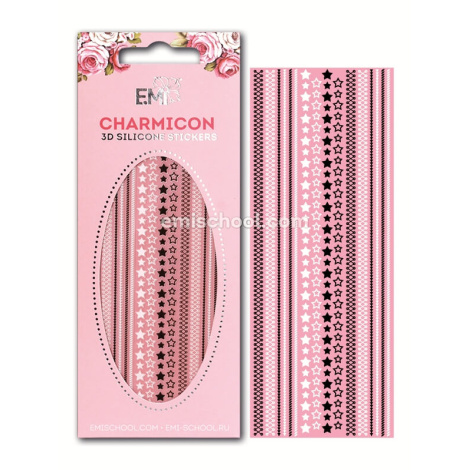 E.Mi Charmicon 3D Silicone Stickers Stars MIX #2 Black/White - samolepka