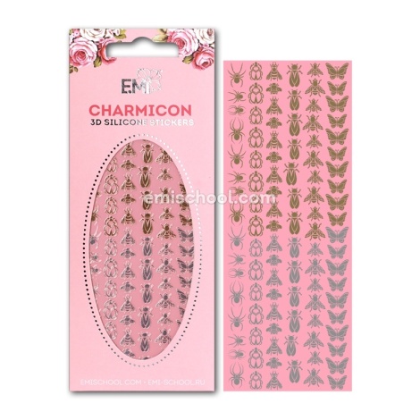 E.Mi Charmicon 3D Silicone Stickers Insects #2 Gold/Silver - samolepka