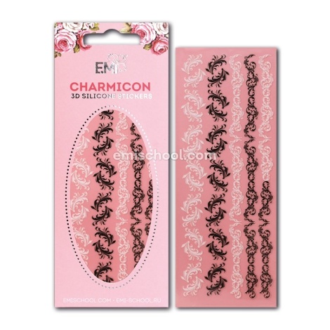 E.Mi Charmicon 3D Silicone Stickers Swirl #3 Black/White - samolepka