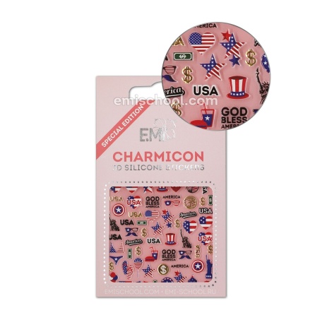 E.Mi Charmicon 3D Silicone Stickers USA - samolepka