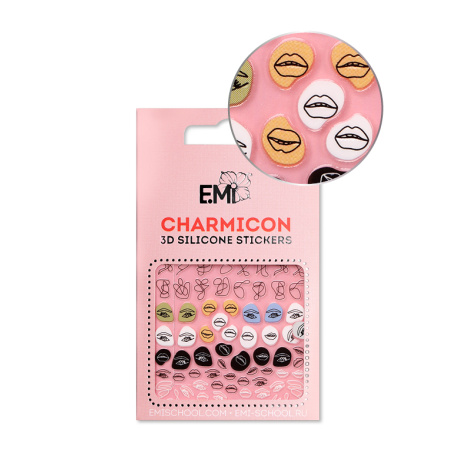 E.Mi Charmicon 3D Silicone Stickers #125 Lips & Eyes - samolepka
