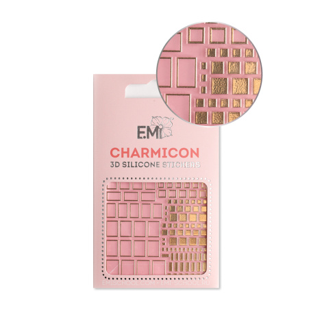 E.Mi Charmicon 3D Silicone Stickers #158 Squares Gold - samolepka