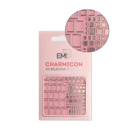 E.Mi Charmicon 3D Silicone Stickers #159 Squares Silver - samolepka