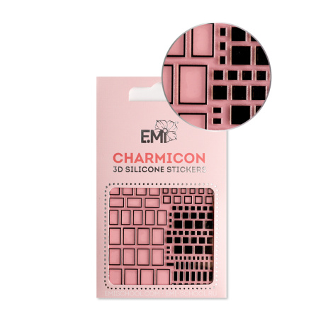 E.Mi Charmicon 3D Silicone Stickers #160 Squares Black - samolepka