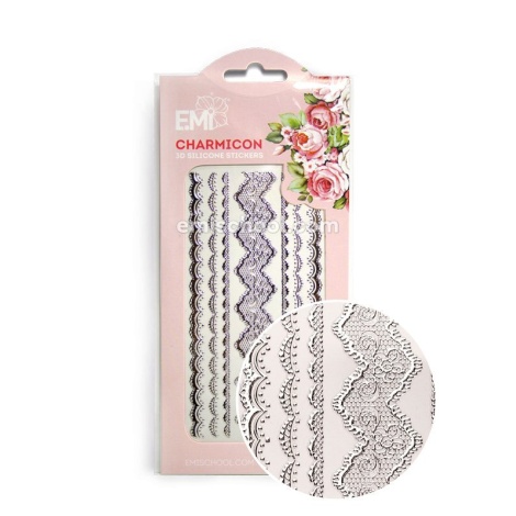 E.Mi Charmicon 3D Silicone Stickers Lace Silver - samolepka