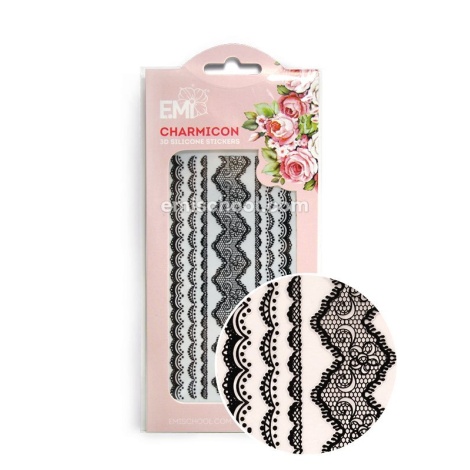 E.Mi Charmicon 3D Silicone Stickers Lace Black - samolepka