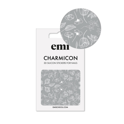 E.Mi Charmicon 3D Silicone Stickers #177 White Flowers - samolepka
