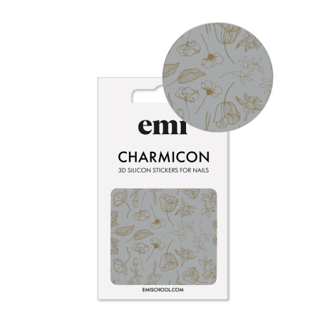 E.Mi Charmicon 3D Silicone Stickers #178 Golden Flowers - samolepka