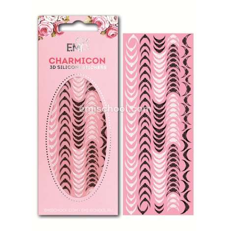 E.Mi Charmicon 3D Silicone Stickers Lunula #10 Black/White - samolepka